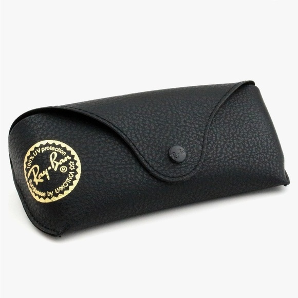 Ray-Ban Black Leather Like Medium Case With Gold Stamp and Microfiber Cloth - Picture 3 of 11